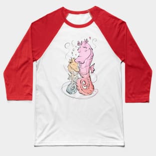 Seahorse Hugs (Color) Baseball T-Shirt